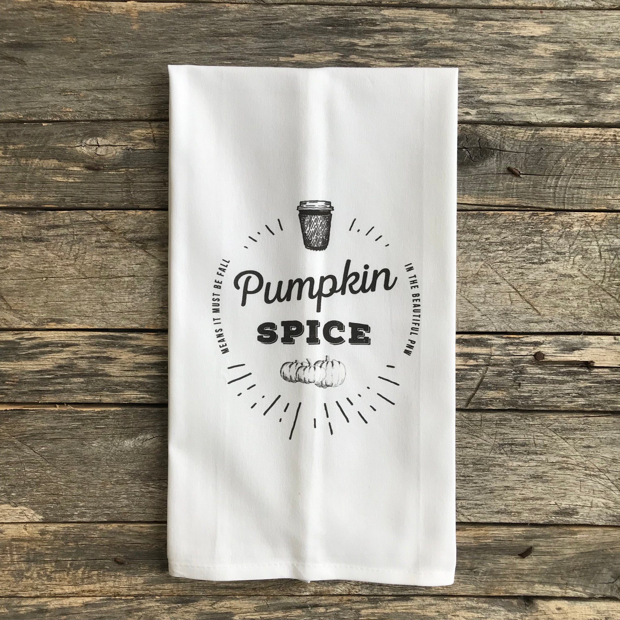 Pumpkin Spice Tea Towel - Linen and Ivory