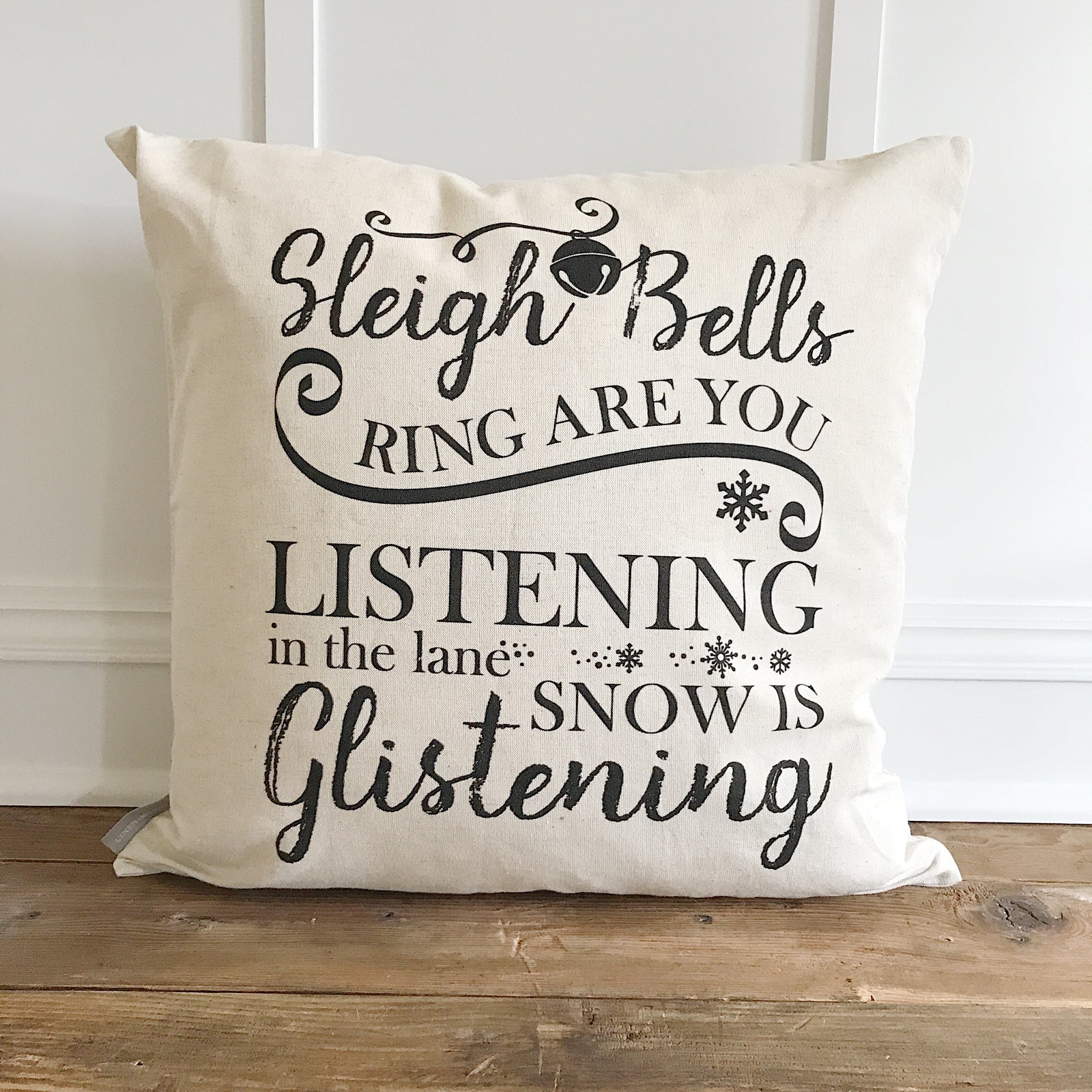 Sleigh Bells Pillow Cover - Linen and Ivory