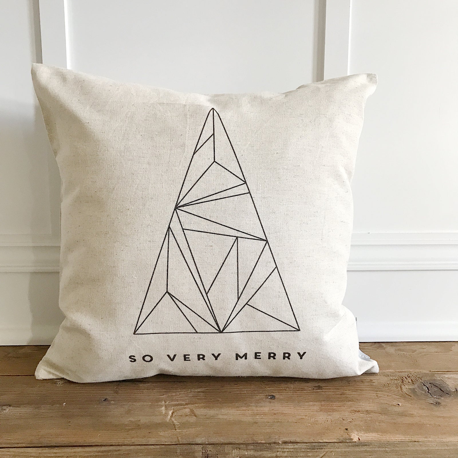 Modern So Very Merry Pillow Cover - Linen and Ivory