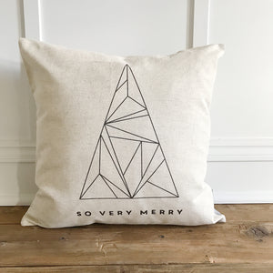Modern So Very Merry Pillow Cover - Linen and Ivory