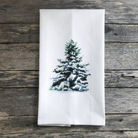 Snowy Pine Linen Towel