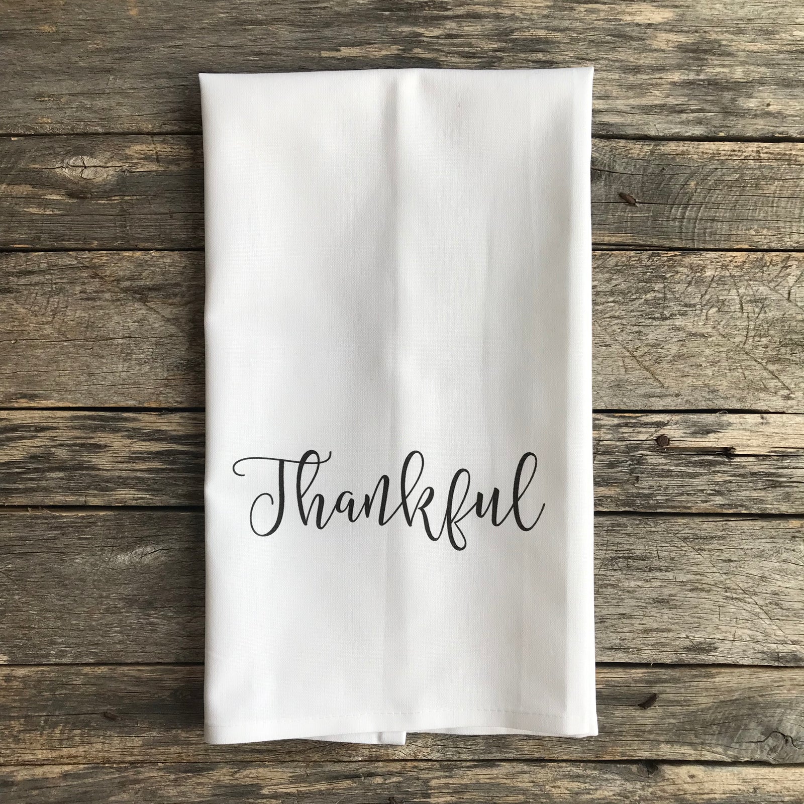 Thankful Tea Towel - Linen and Ivory