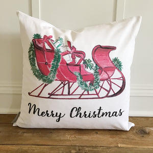 Vintage Sleigh Pillow Cover - Linen and Ivory