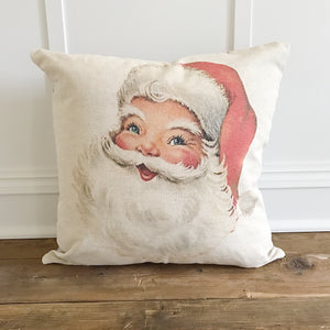 Vintage Santa Pillow Cover - Linen and Ivory