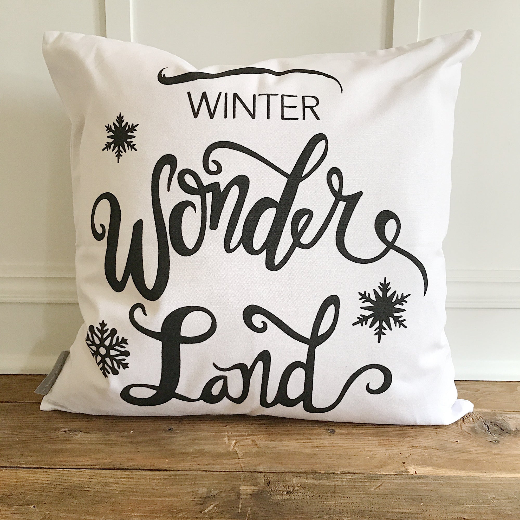 Winter Wonder Land Pillow Cover - Linen and Ivory