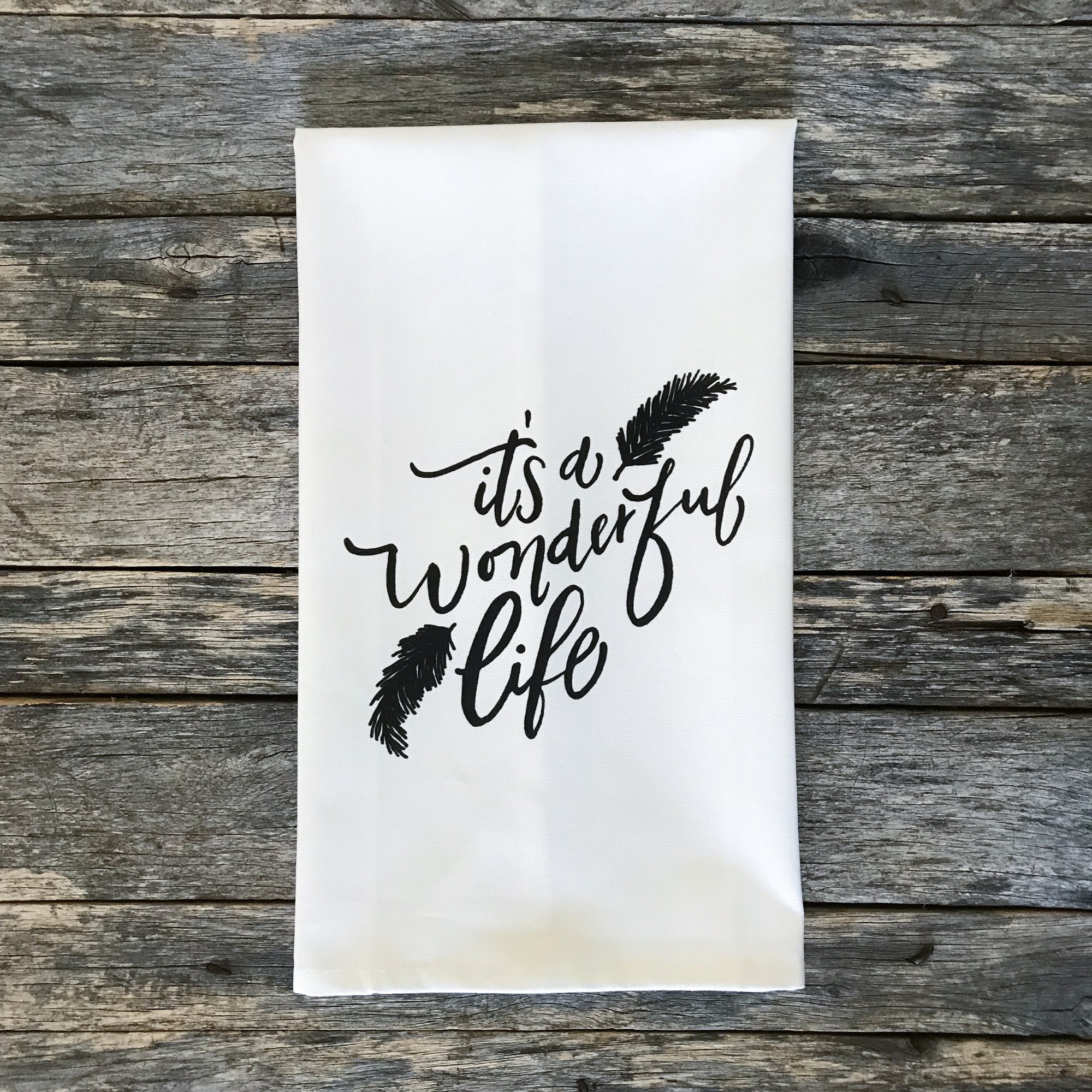 It's a Wonderful Life Tea Towel - Linen and Ivory