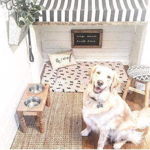 "Woof" Dog Pillow Cover - Linen and Ivory