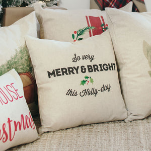 Holly Day Pillow Cover - Linen and Ivory