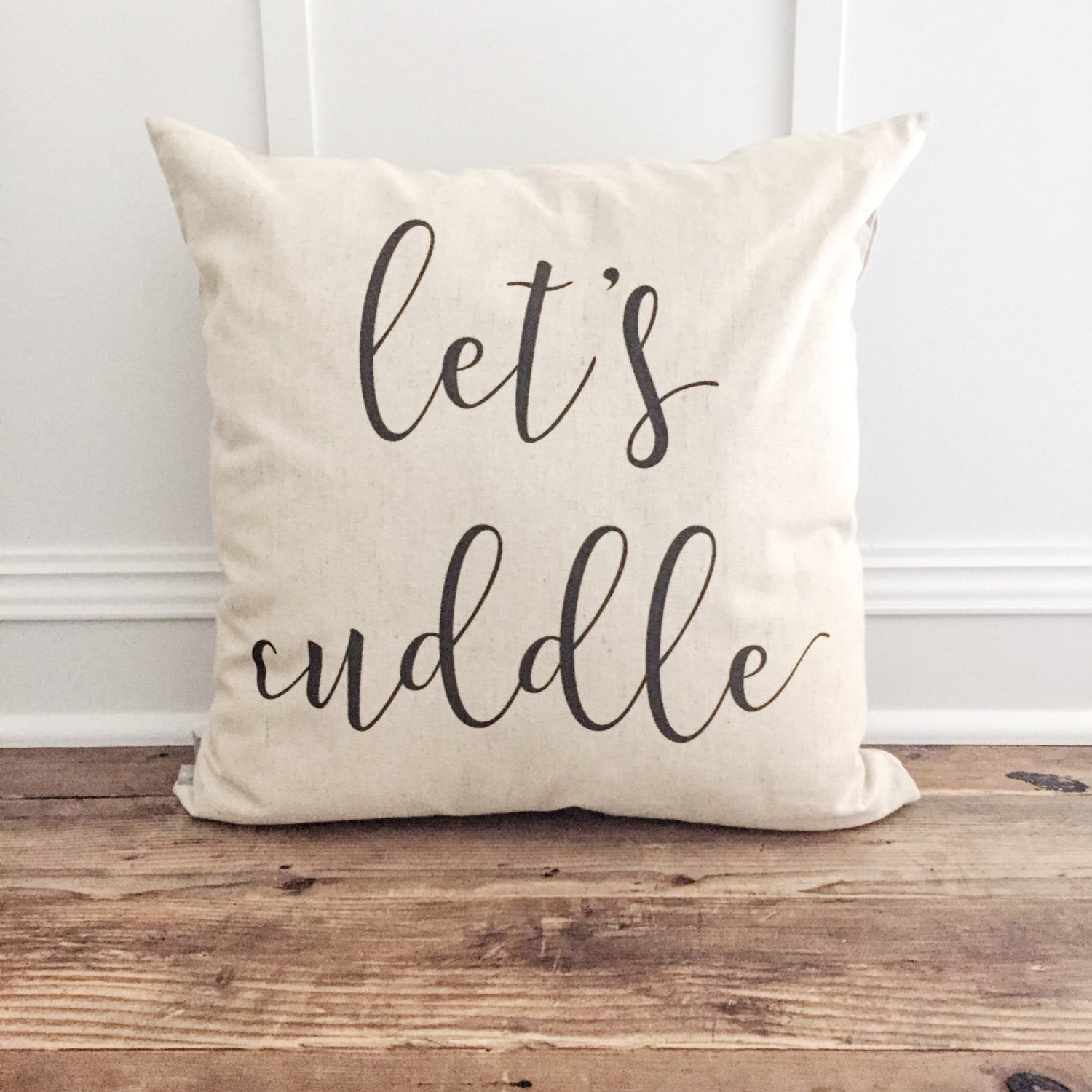 Let's Cuddle Pillow Cover - Linen and Ivory