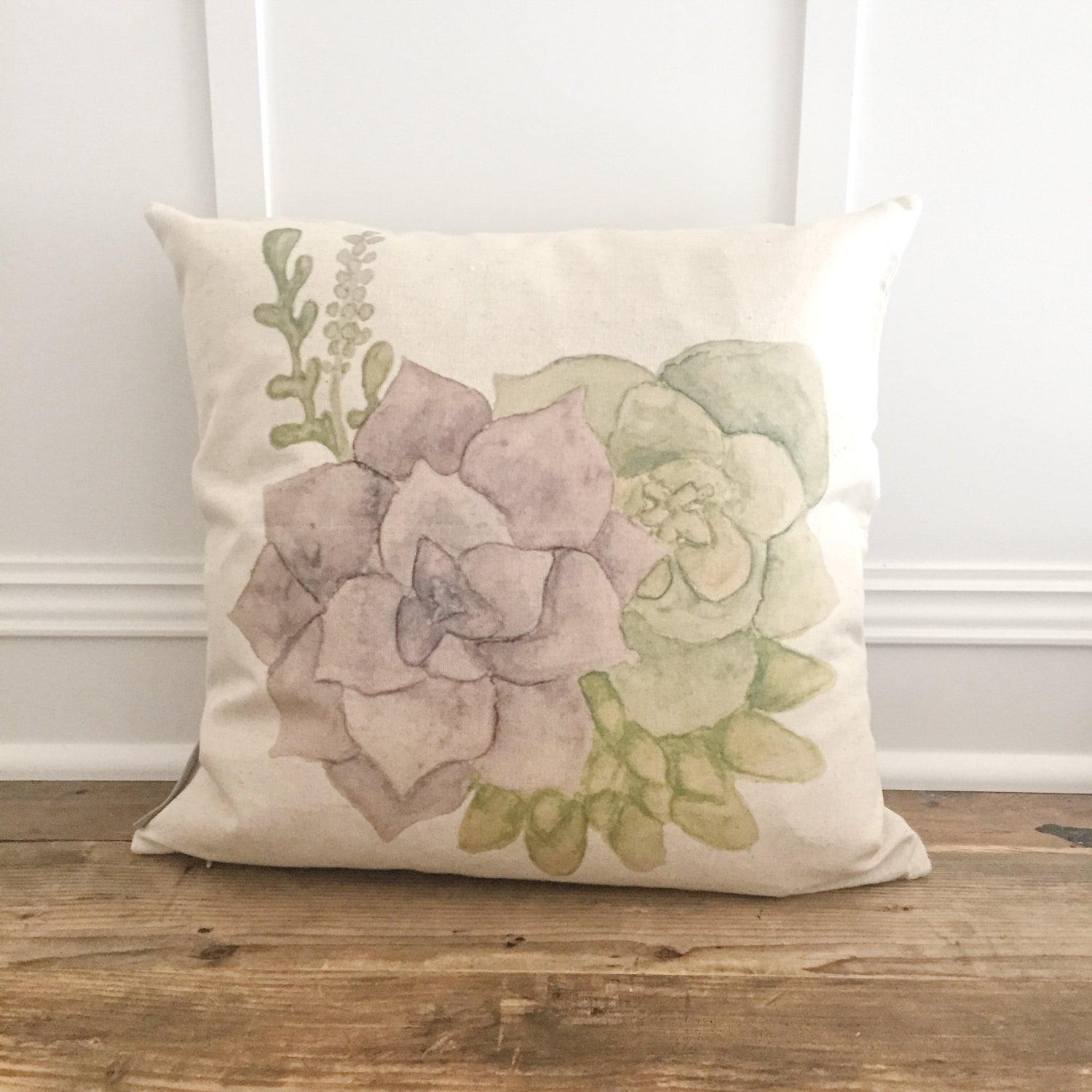 Group of Succulents Cactus Pillow Cover - Linen and Ivory