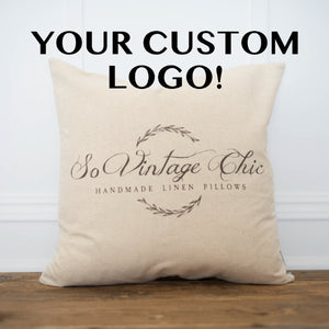 Custom Logo Pillow Cover - Linen and Ivory
