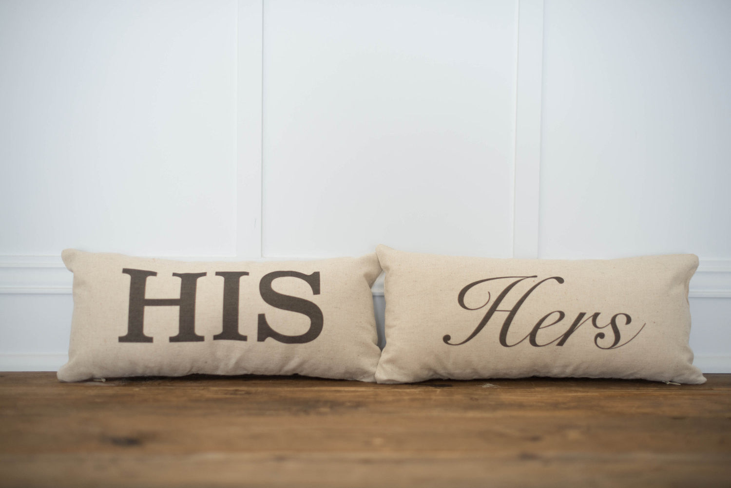 His & Hers Pillow Covers (Set of 2) - Linen and Ivory