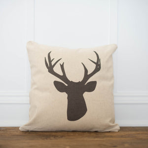 Stag Silhouette Pillow Cover - Linen and Ivory