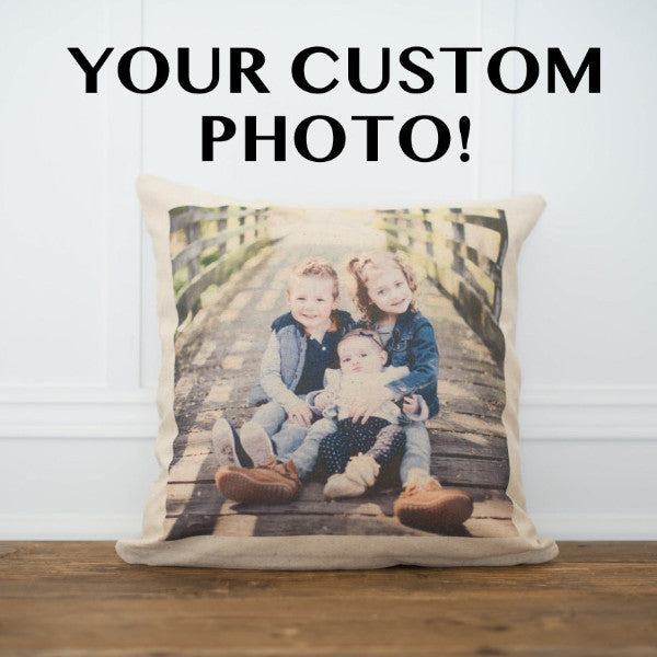 Custom Photo Pillow Cover - Linen and Ivory