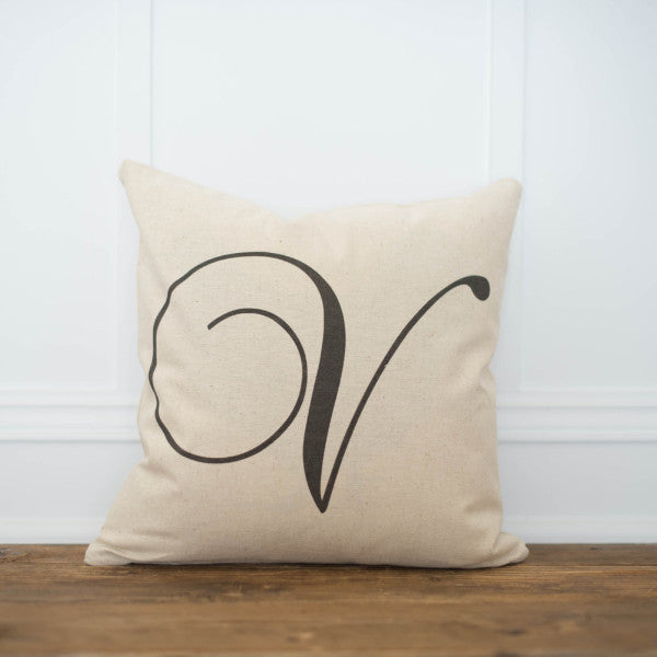 Script Monogram Pillow Cover - Linen and Ivory