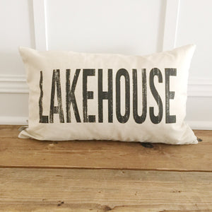 Distressed Lakehouse Pillow Cover - Linen and Ivory