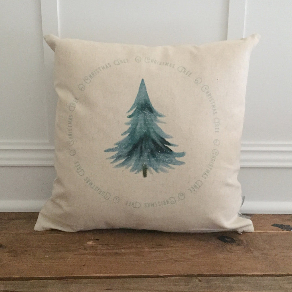 O Christmas Tree Circle Pillow Cover - Linen and Ivory