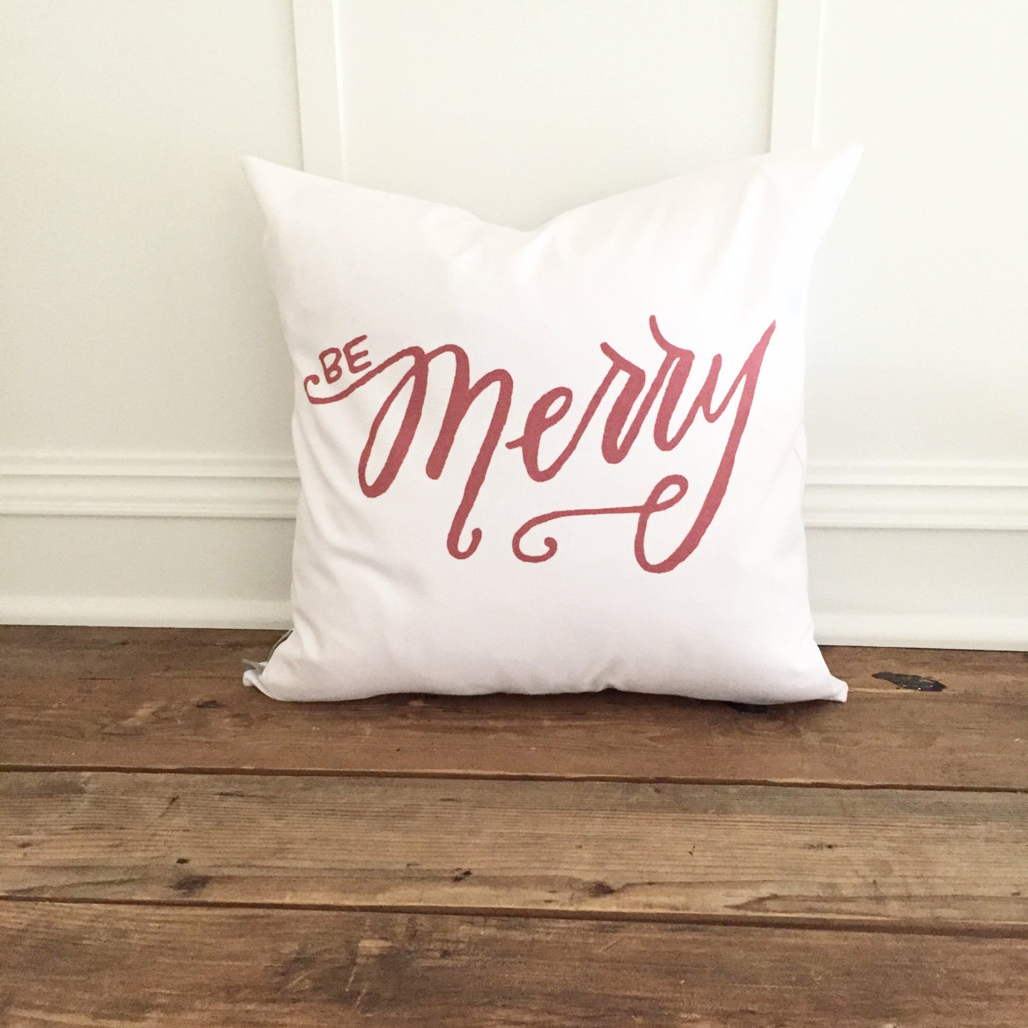 Be Merry Pillow Cover (Red) - Linen and Ivory