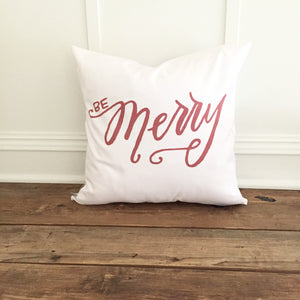 Be Merry Pillow Cover (Red) - Linen and Ivory