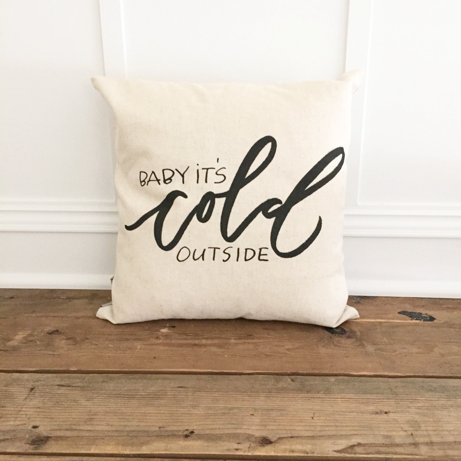 Baby It's Cold Outside (Design 1) Pillow Cover - Linen and Ivory