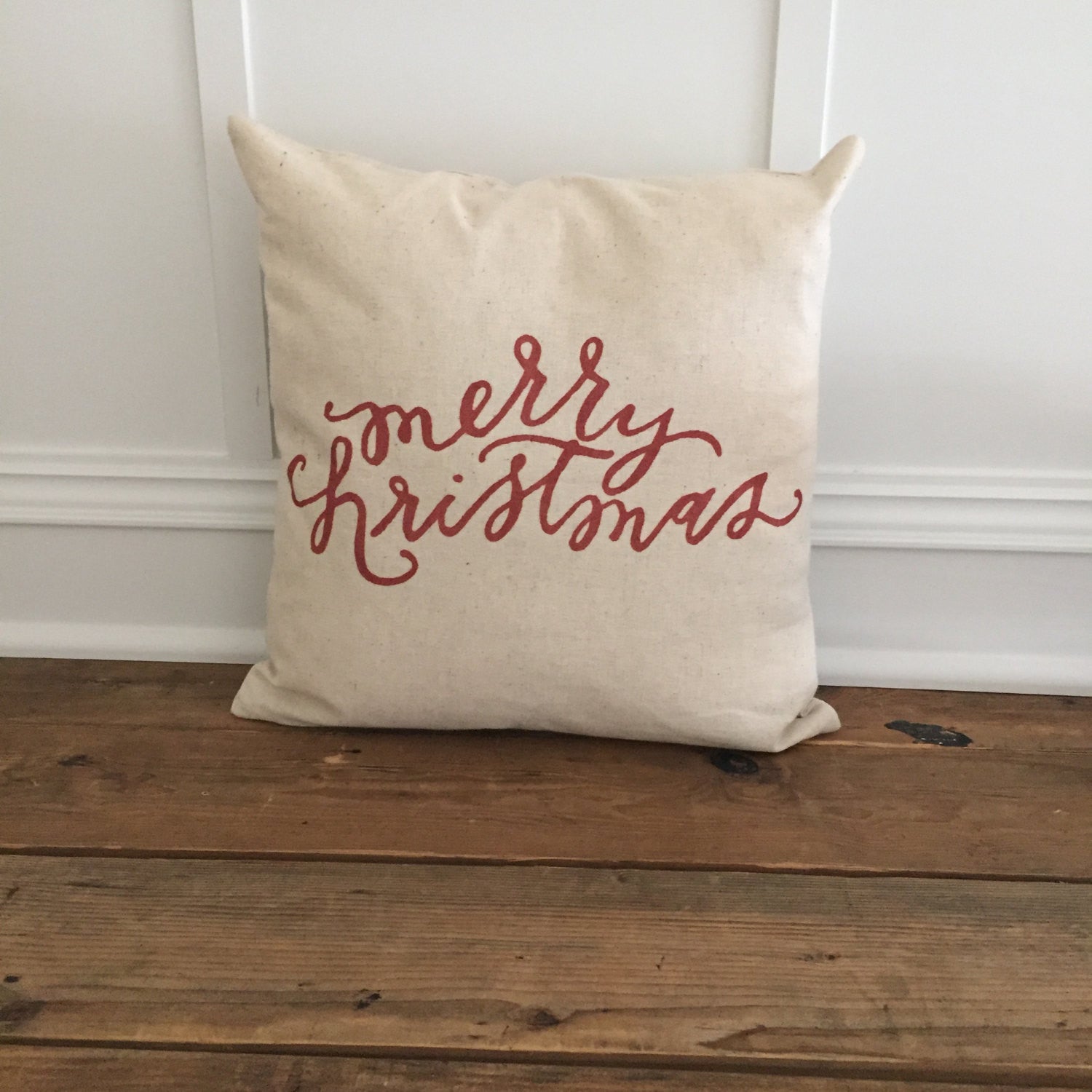 Merry Christmas Pillow Cover - Linen and Ivory