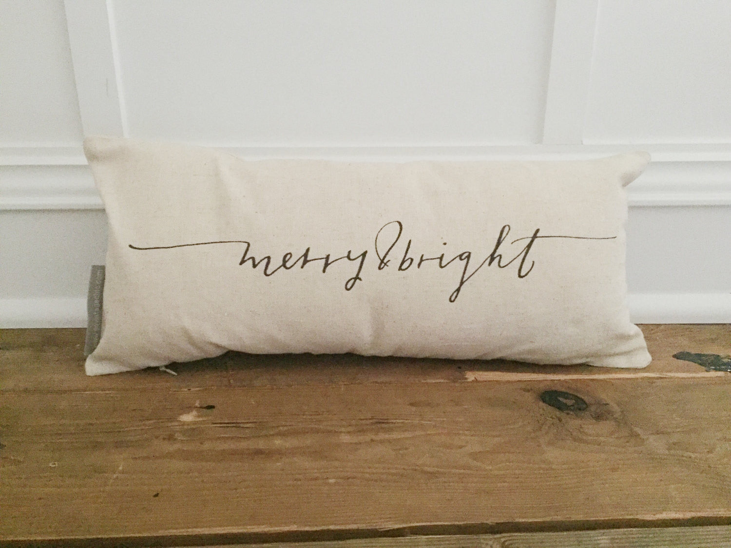 Merry & Bright Pillow Cover - Linen and Ivory