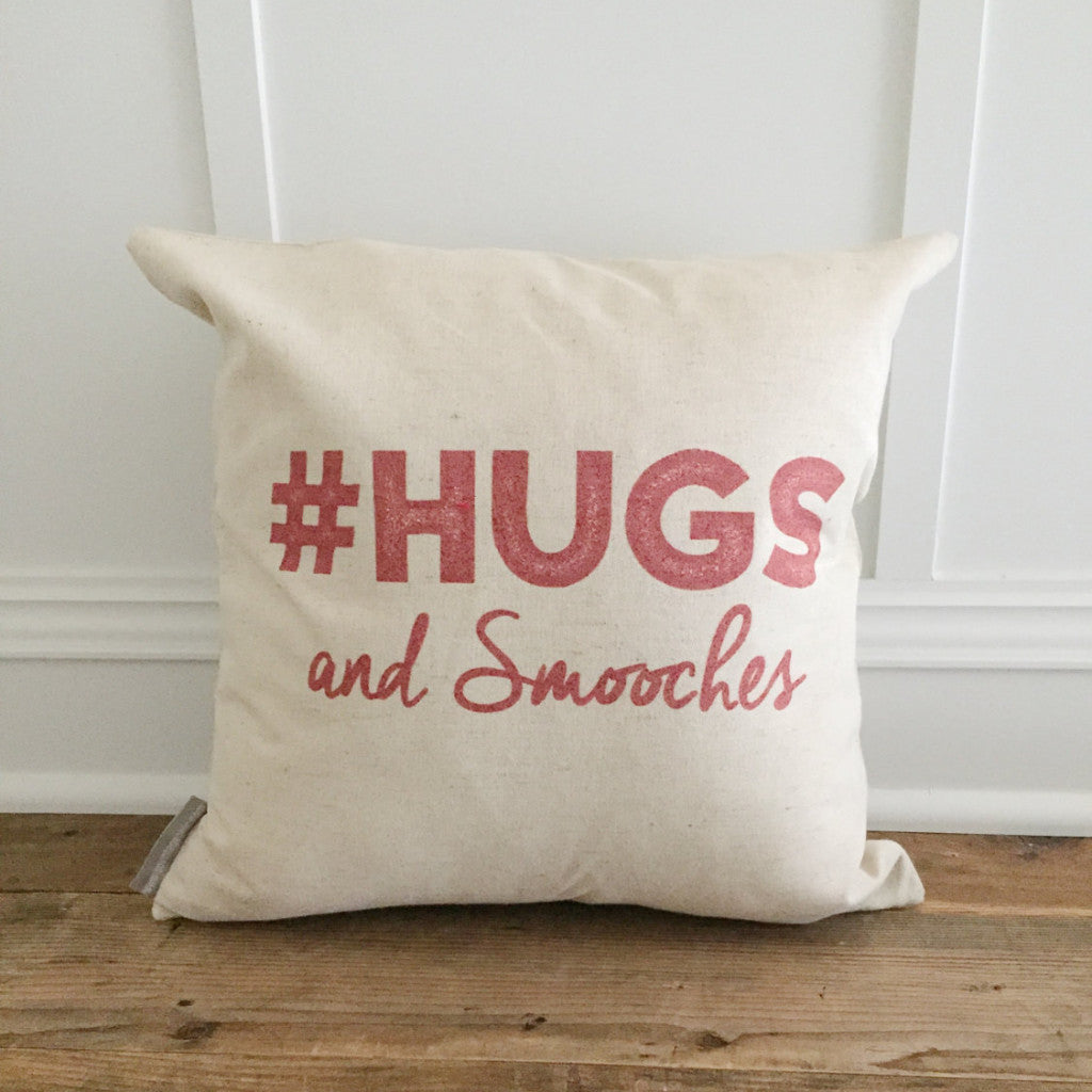 #Hugs and Smooches Pillow Cover (red) - Linen and Ivory