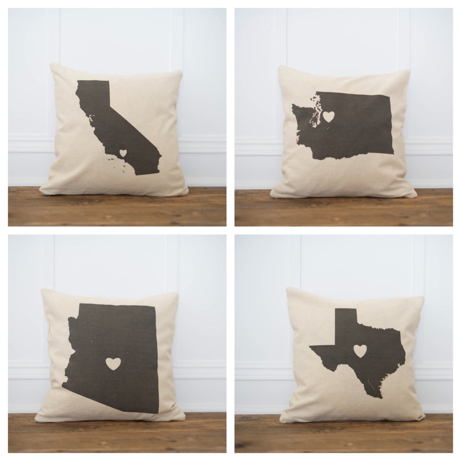 Custom City & State Pillow Cover - Linen and Ivory