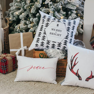 Merry + Bright Geometric Pillow Cover - Linen and Ivory